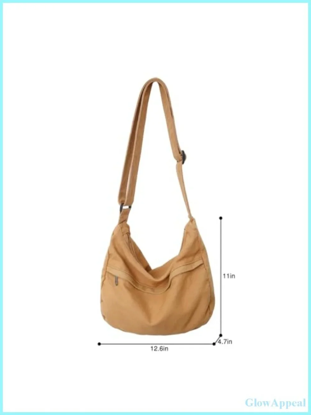 Canvas Messenger Bag Large Hobo Crossbody Zipper Tote Handbag